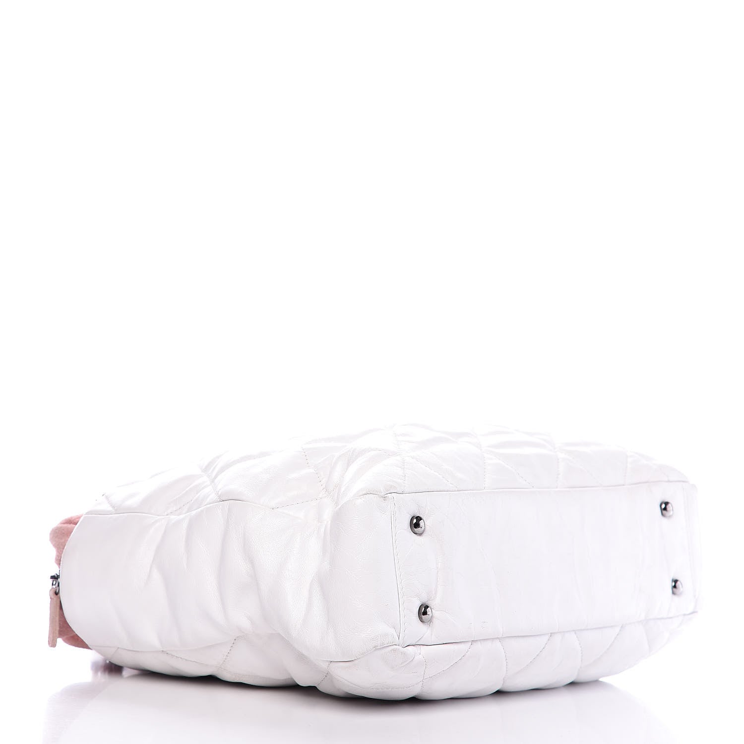 Chanel Glazed Calfskin Suede Quilted Portobello Tote White Pink 4 of 14