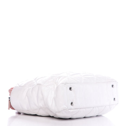 Chanel Glazed Calfskin Suede Quilted Portobello Tote White Pink 4 of 14