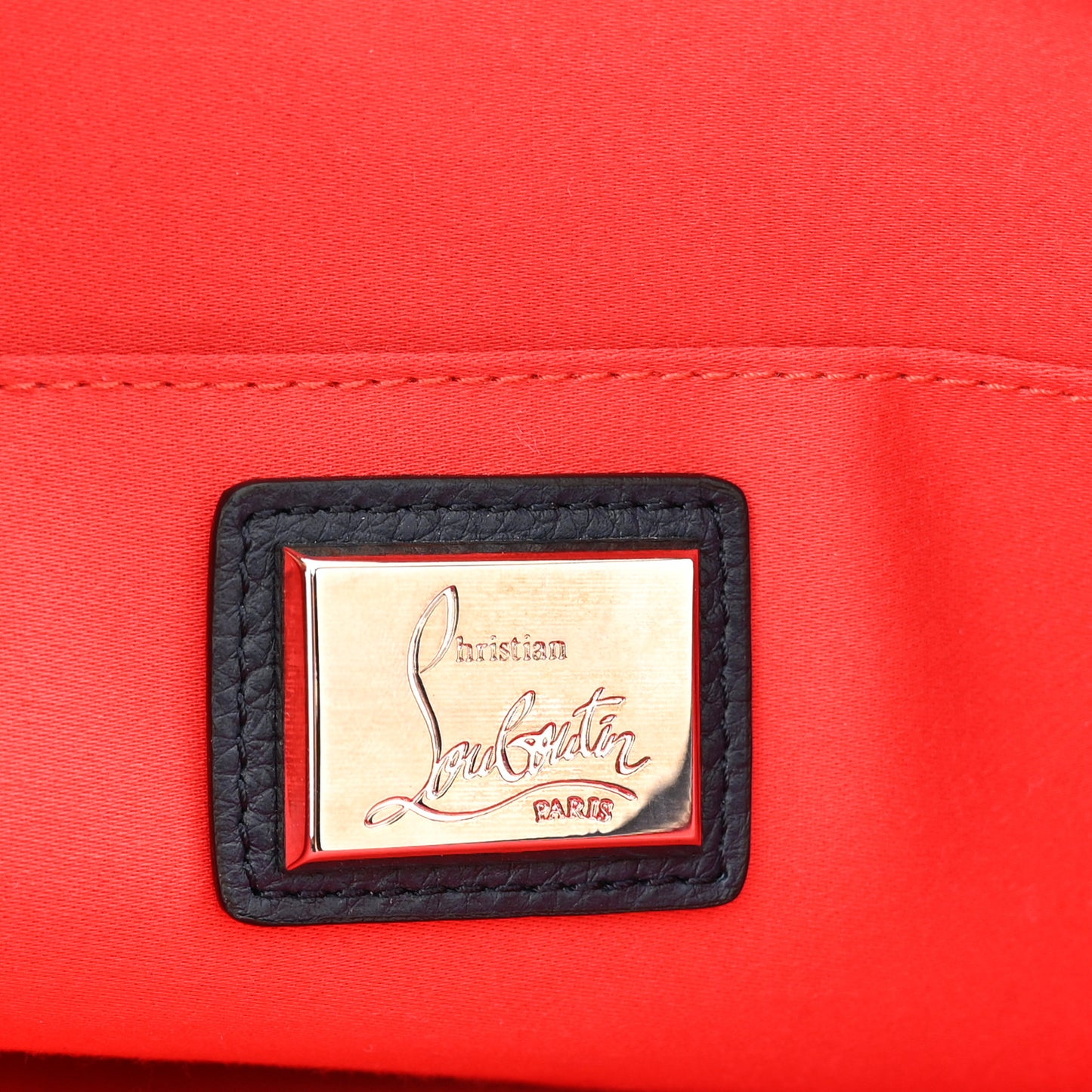 Calfskin Star Studded Loubiclutch Crossbody Clutch Navy