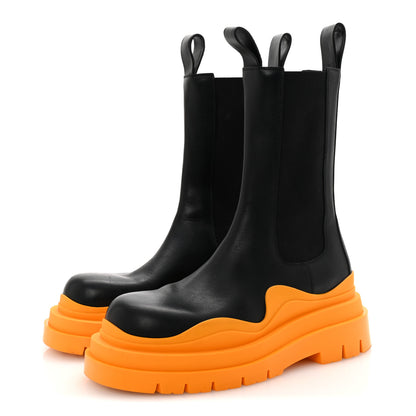 Bottega Veneta Calfskin The Tire Chelsea Boots 39 Black Tangerine 4 of 8