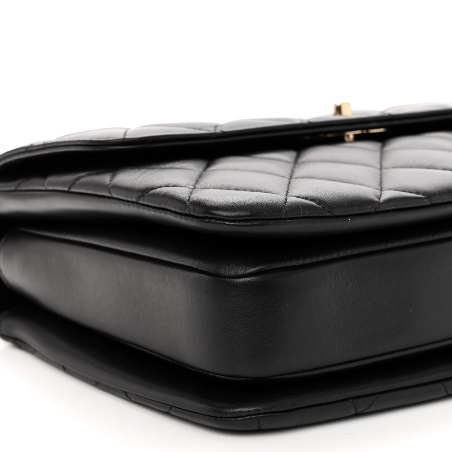 Lambskin Quilted Medium Trendy Chain CC Flap Dual Handle Bag Black