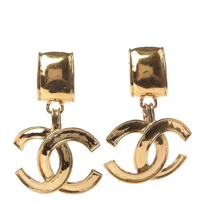 Chanel CC Large Drop Clip On Earrings Gold 1 of 5