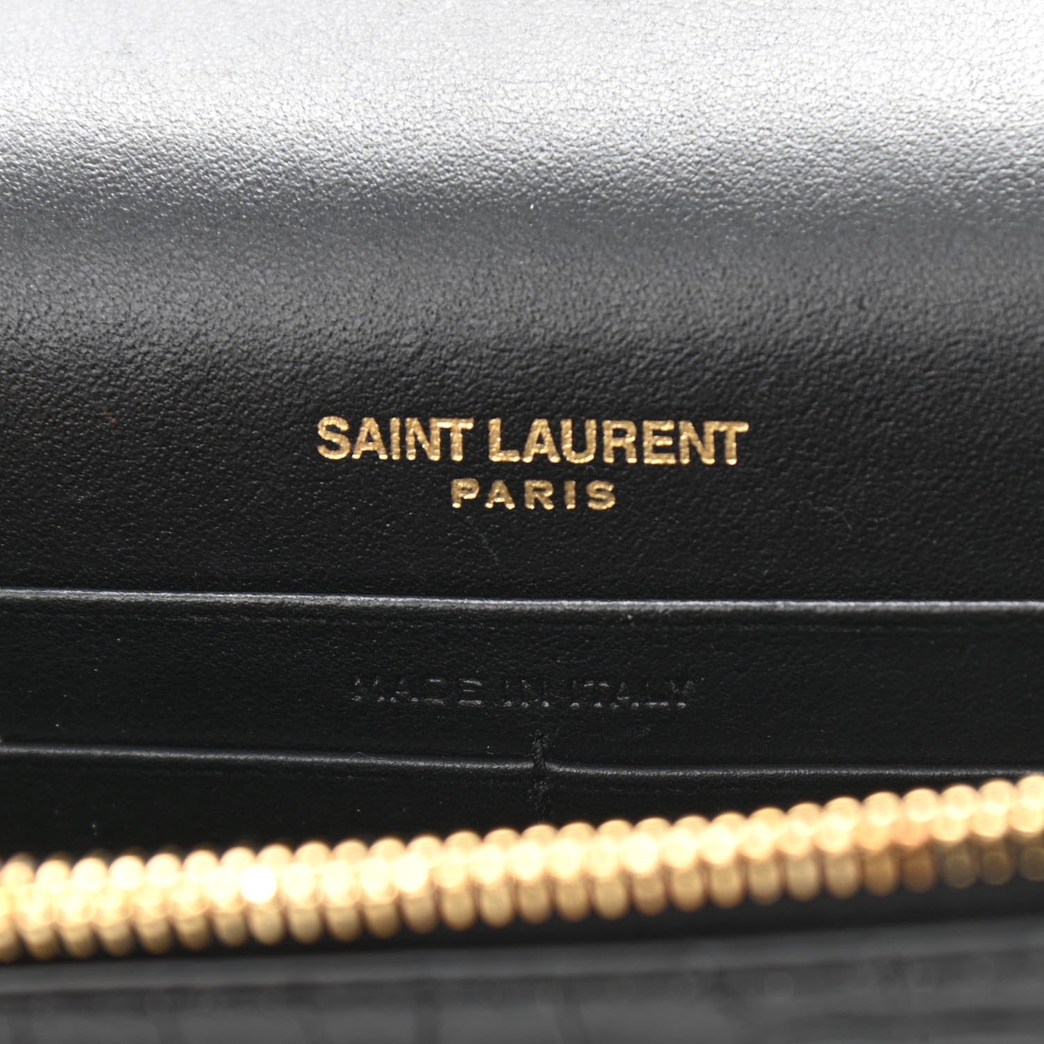 Saint Laurent Calfskin Crocodile Embossed Kate Monogram Tassel Chain Wallet Black 7 of 11