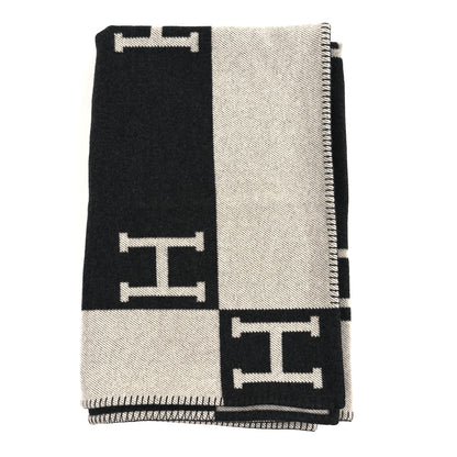 Hermes Wool Cashmere Avalon Blanket Ecru Gris Fonce 1 of 3