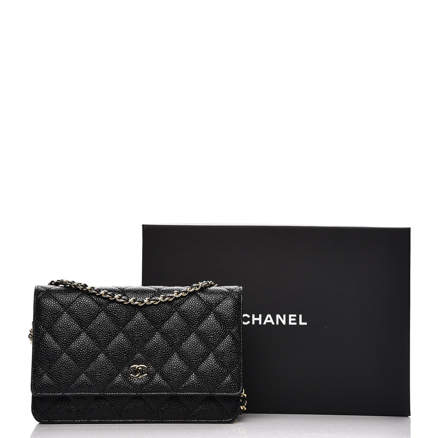 Caviar Quilted Wallet On Chain WOC Black