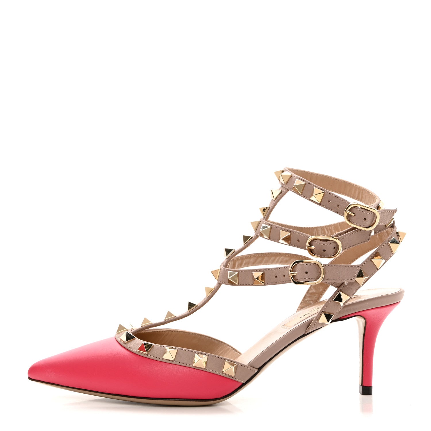 Valentino Garavani Calfskin Nappa Rockstud Ankle Strap 65mm Pumps 36.5 Deep Fuxia Poudre 1 of 9