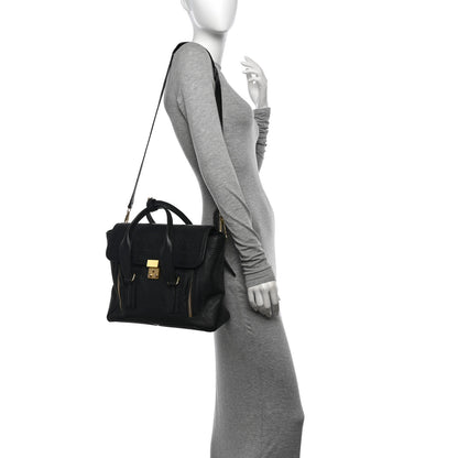 3.1 Phillip Lim Textured Calfskin Medium Pashli Satchel Black 2 of 10