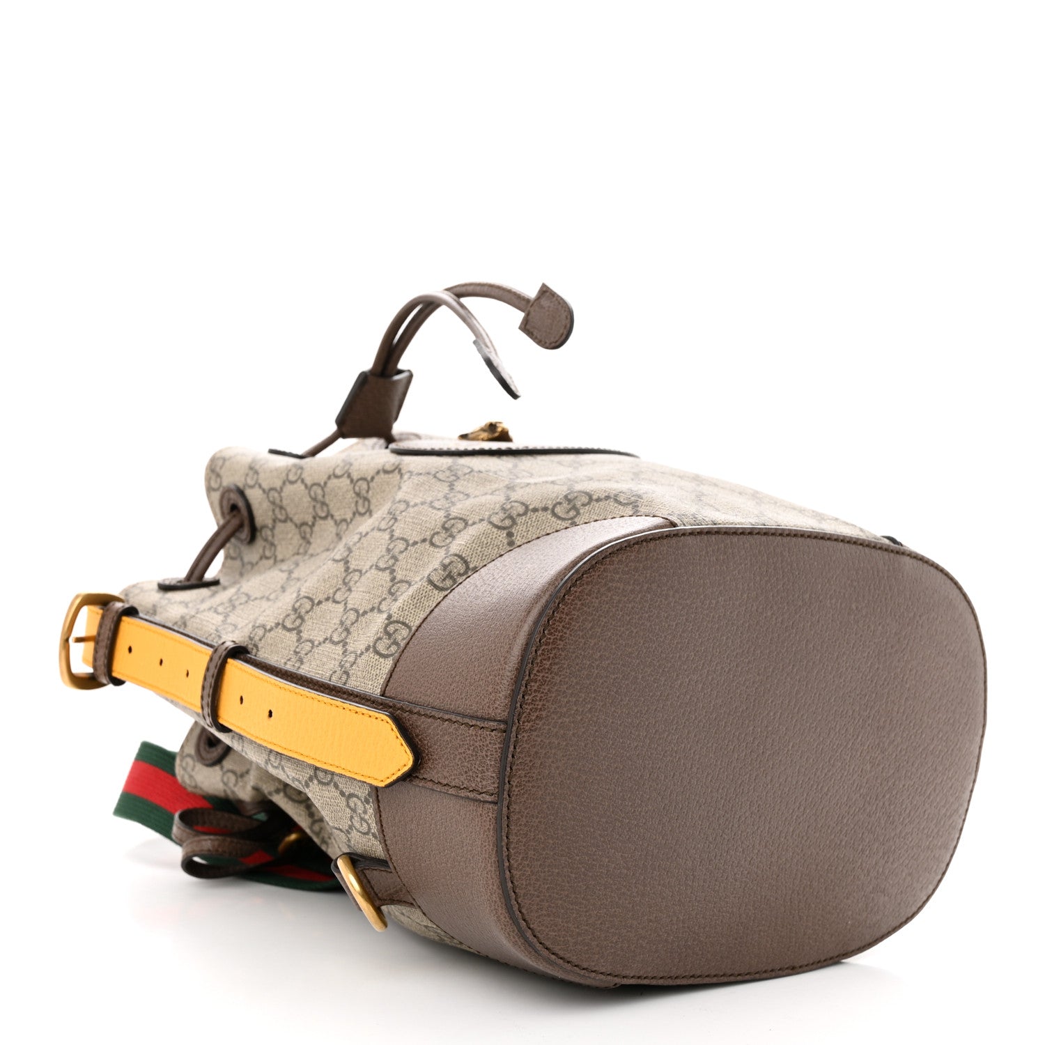 Gucci GG Supreme Monogram Neo Vintage Drawstring Bucket Backpack Beige New Acero Crop 4 of 11