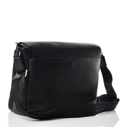 Versace Grained Calfskin Medusa Head Messenger Bag Black 3 of 9