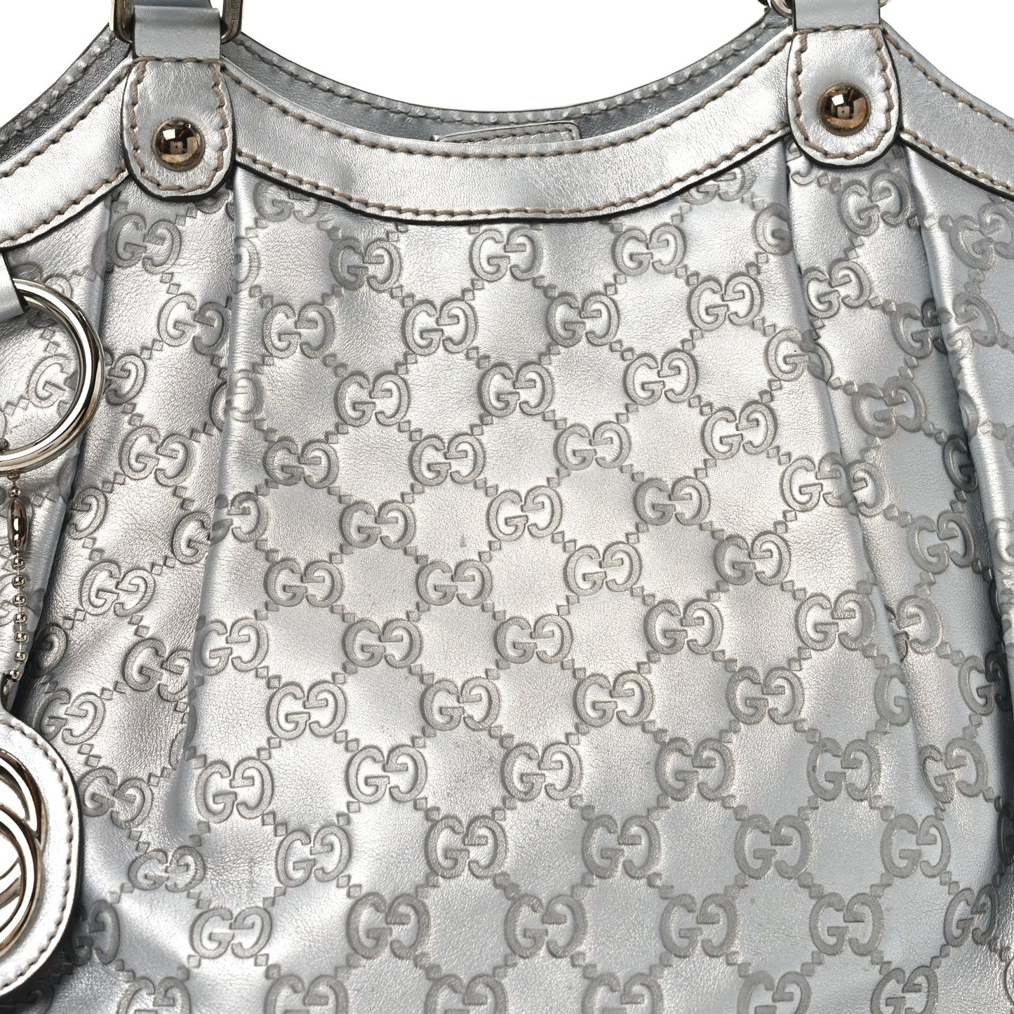 Guccissima Medium Sukey Tote Silver
