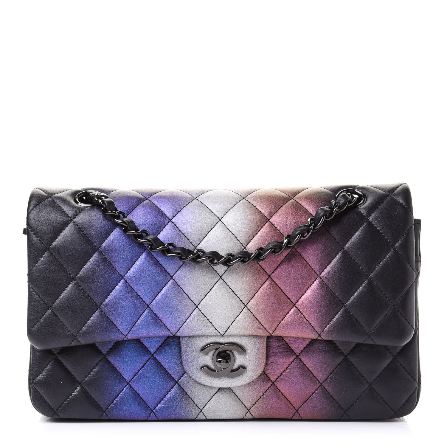 Chanel Calfskin Quilted Ombre Medium Double Flap Black 1 of 10