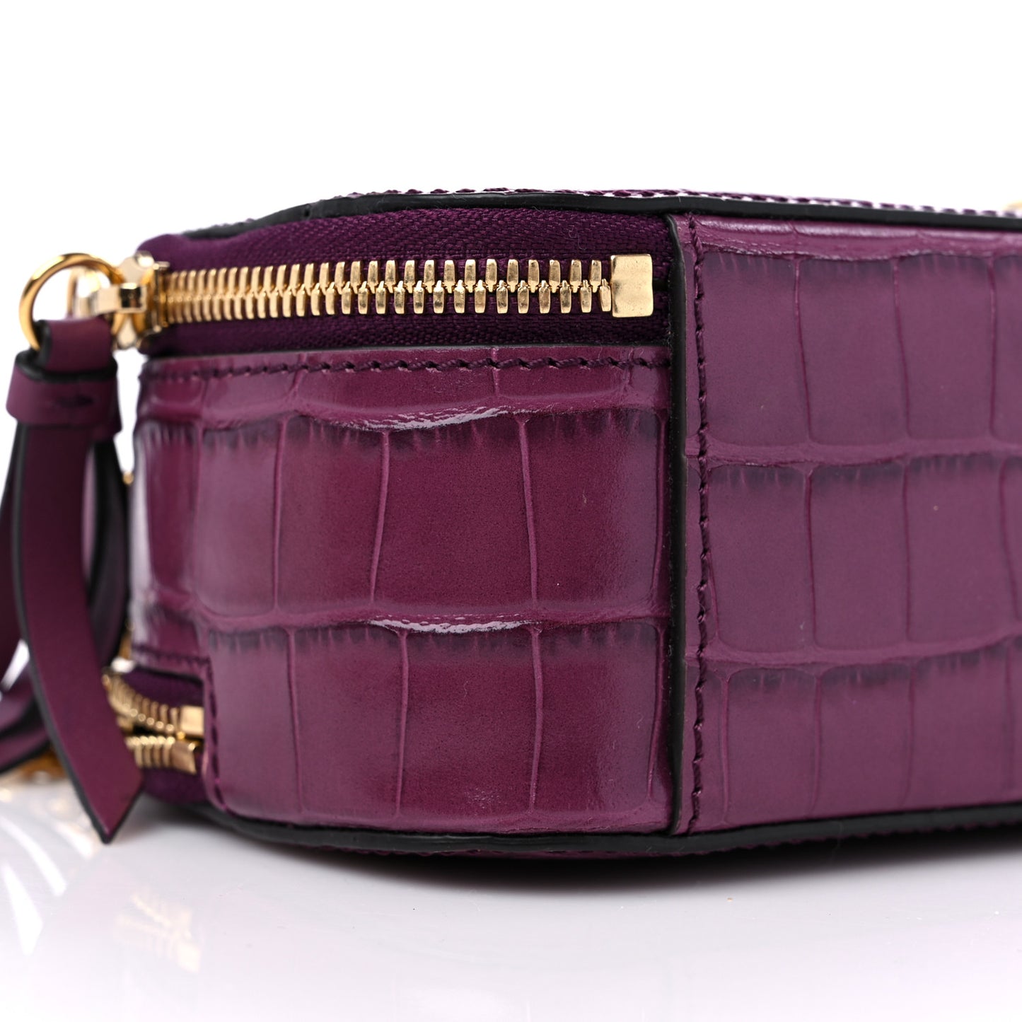 Calfskin Crocodile Embossed Mini C Vanity Bag Crushed Violet