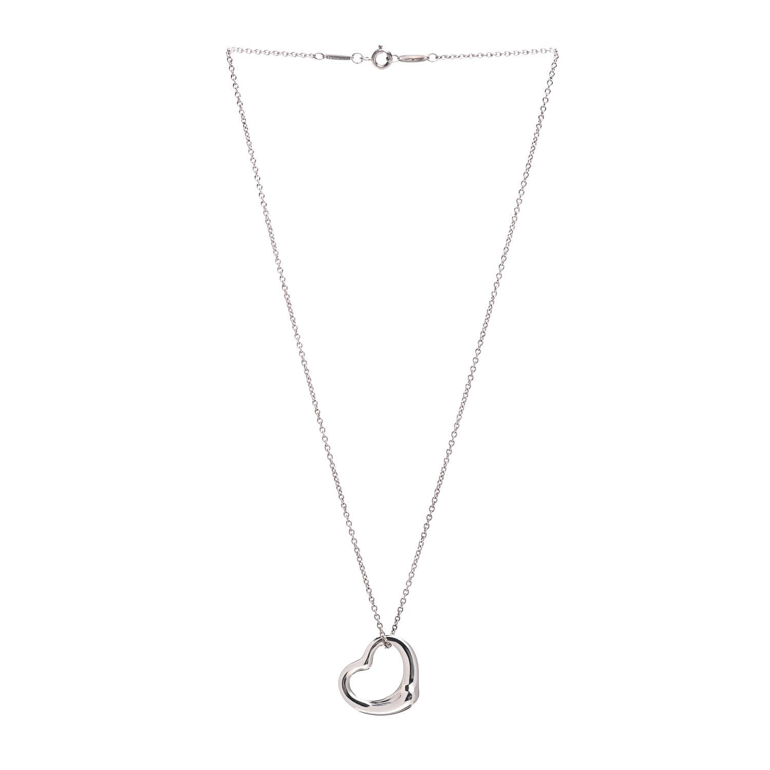 Tiffany Sterling Silver 22mm Elsa Peretti Open Heart Pendant Necklace 2 of 4