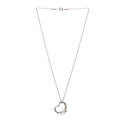 Tiffany Sterling Silver 22mm Elsa Peretti Open Heart Pendant Necklace 2 of 4