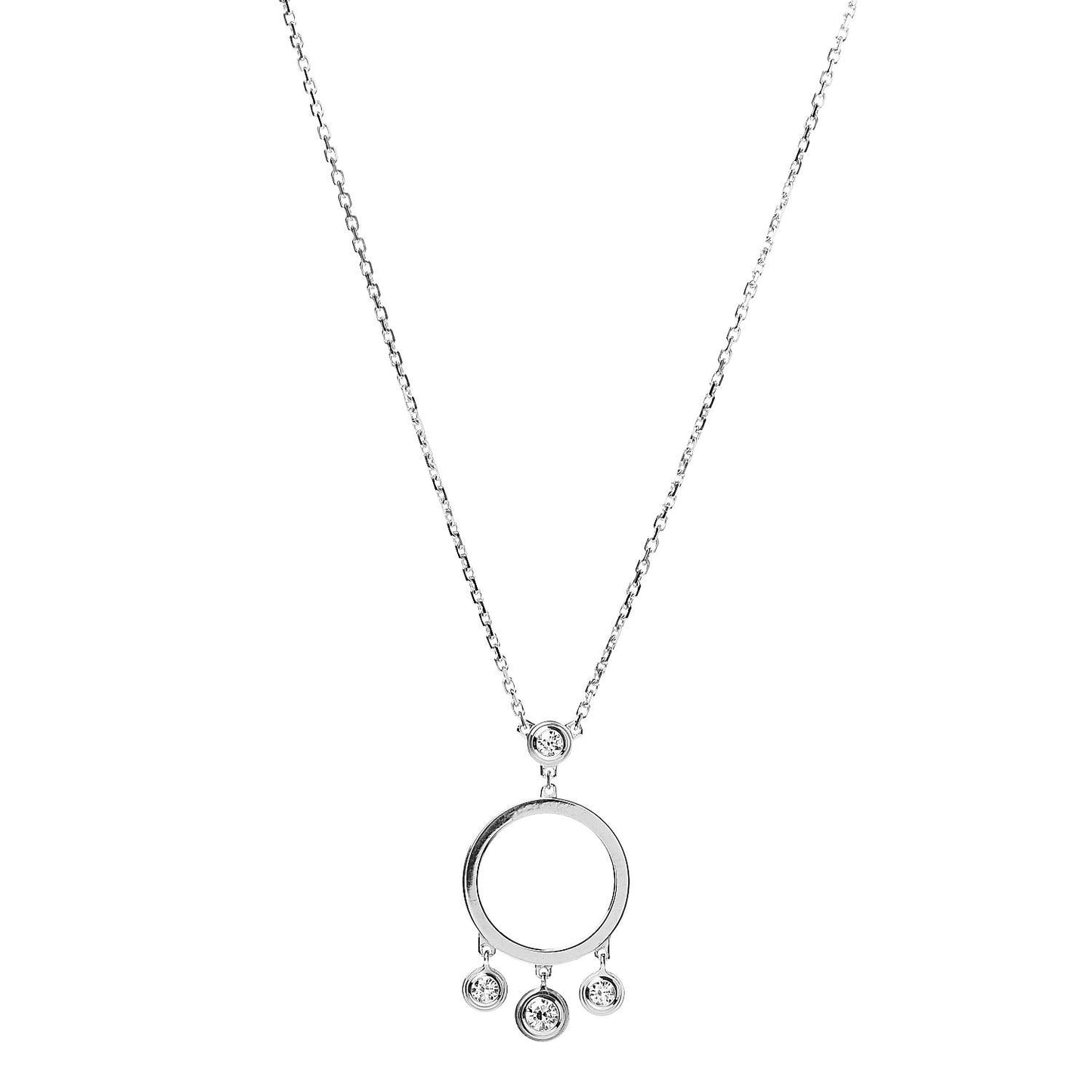 18K White Gold Diamond D'Amour Circle Pendant Necklace