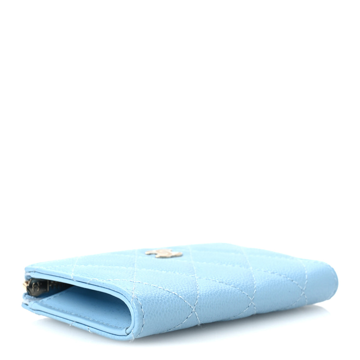 Chanel Caviar Quilted Zipped Key Holder Case Light Blue 4 of 11