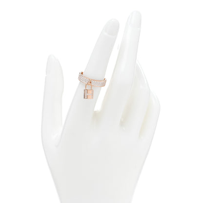 Hermes 18K Rose Gold Diamond MM Kelly Clochette Ring 53 6.25 2 of 4