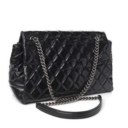 Chanel Shiny Crumpled Calfskin Quilted Medium Lady Pearly Flap Black 2 of 11