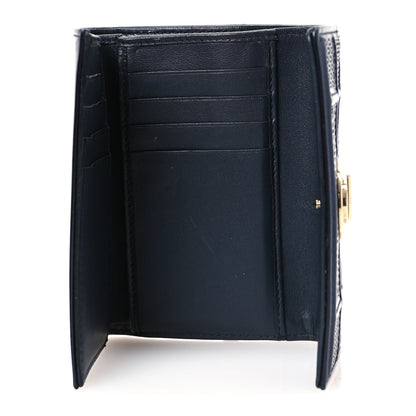 Christian Dior Metallic Patent Micro-Cannage Diorama Elancee Wallet Dark Blue 5 of 16