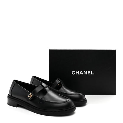 Chanel Calfskin CC Turnlock Moccasin Loafers 40 Black 10 of 10