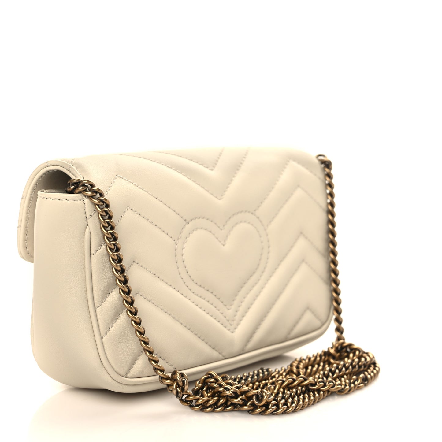 Calfskin Matelasse Super Mini GG Marmont Shoulder Bag White