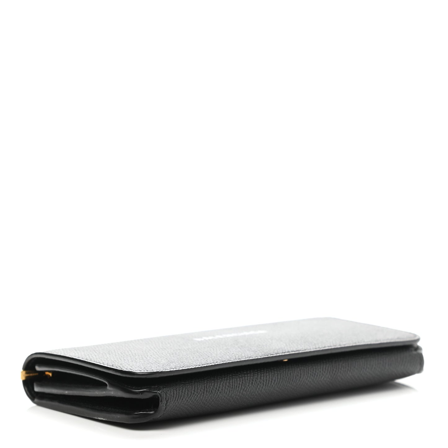 Grained Calfskin Logo Cash Thin Money Wallet Black White