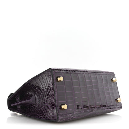 Hermes Shiny Porosus Crocodile Kelly Sellier 25 Amethyst 4 of 11