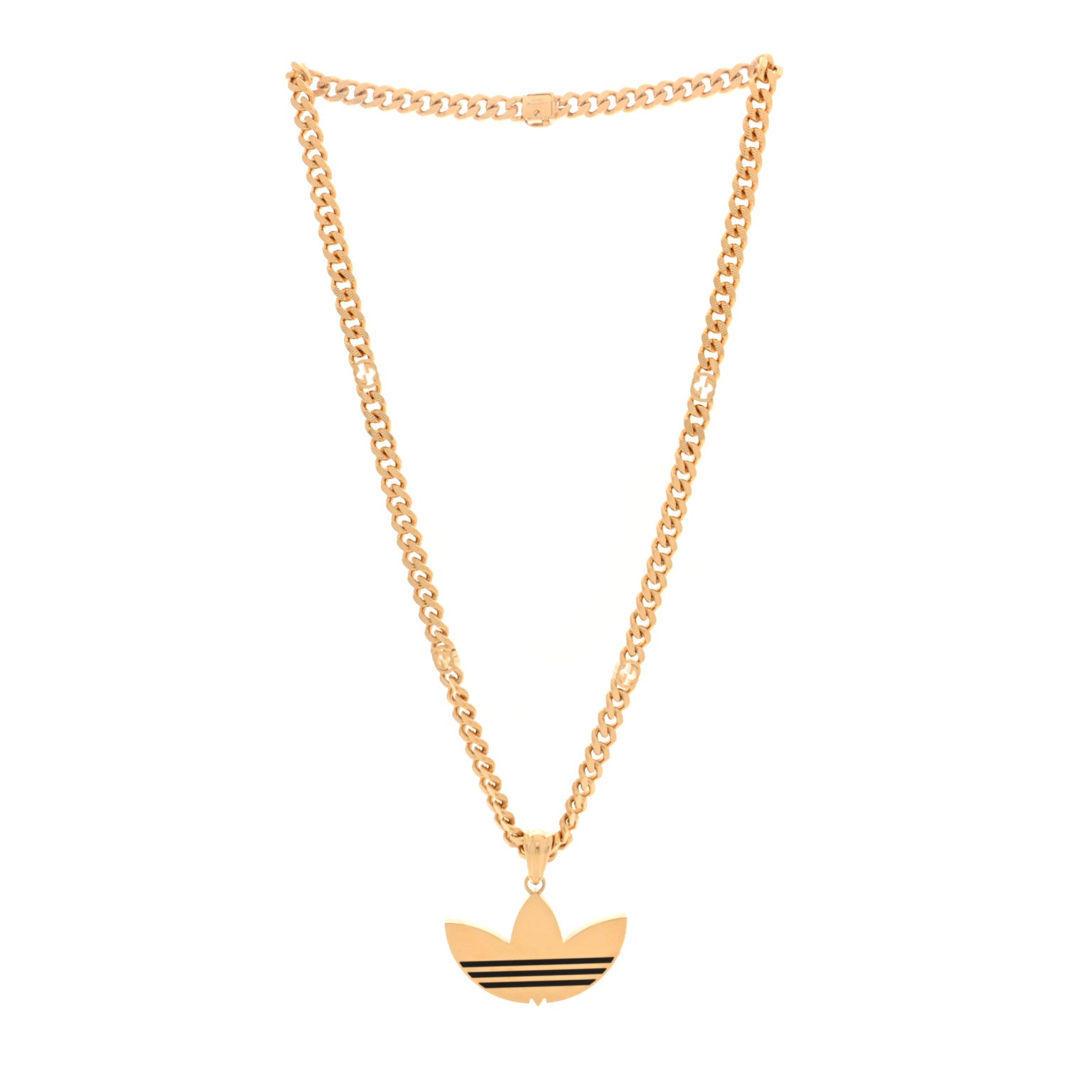 Gucci X ADIDAS Gourmette Trefoil Pendant Necklace Gold 1695643