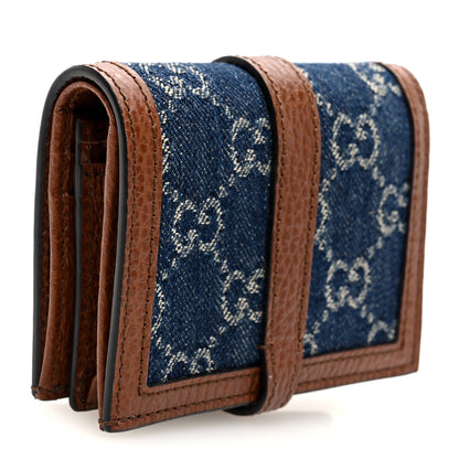 Gucci New Denim GG Monogram Jackie 1961 Card Case Blue Tea Cuir 3 of 6