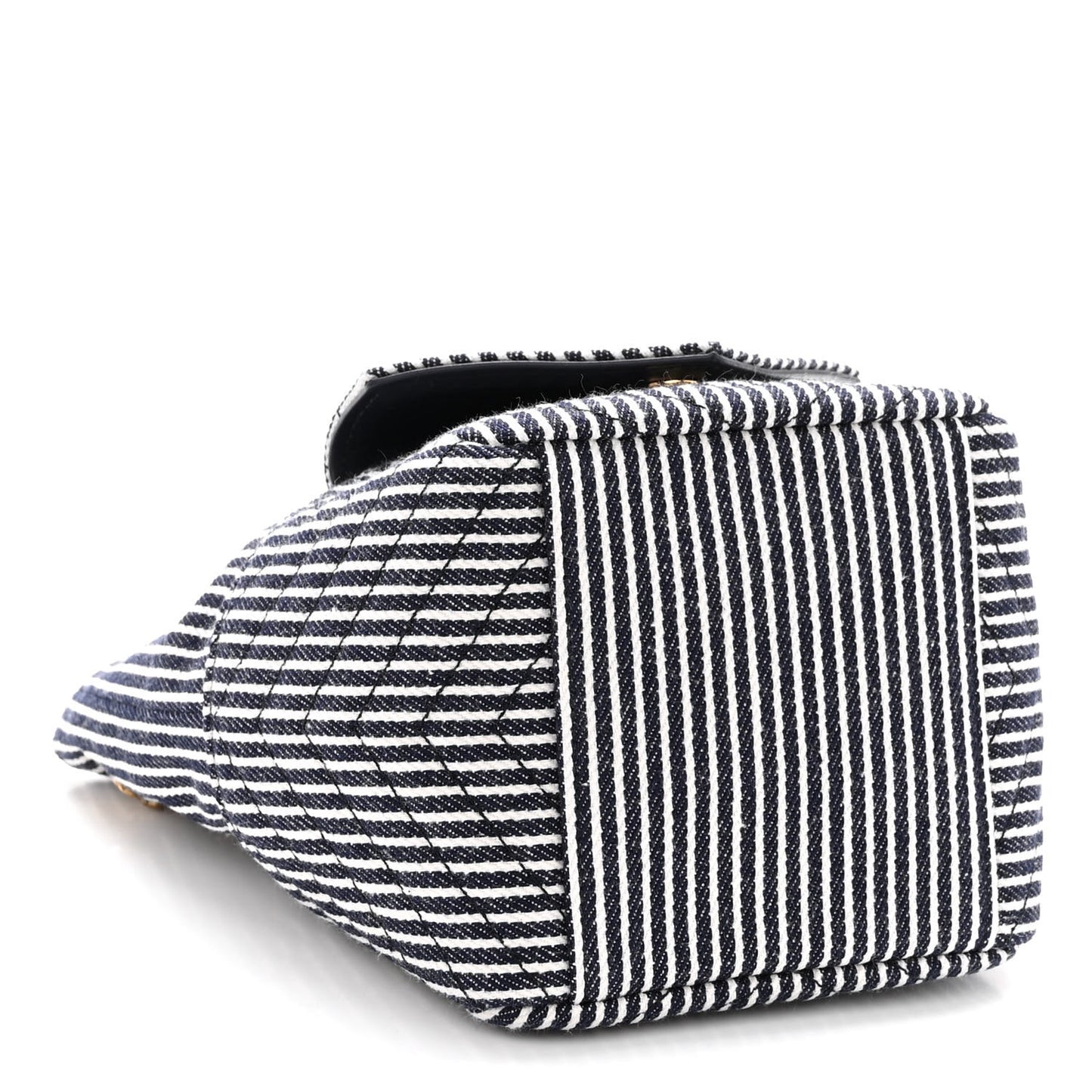 Canvas Striped Nano Joe Bucket Bag Deep Marine Cream