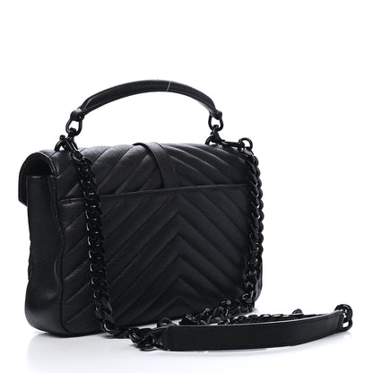 Saint Laurent Sheepskin Matelasse Chevron Monogram Monochrome Medium College Bag Black 3 of 9