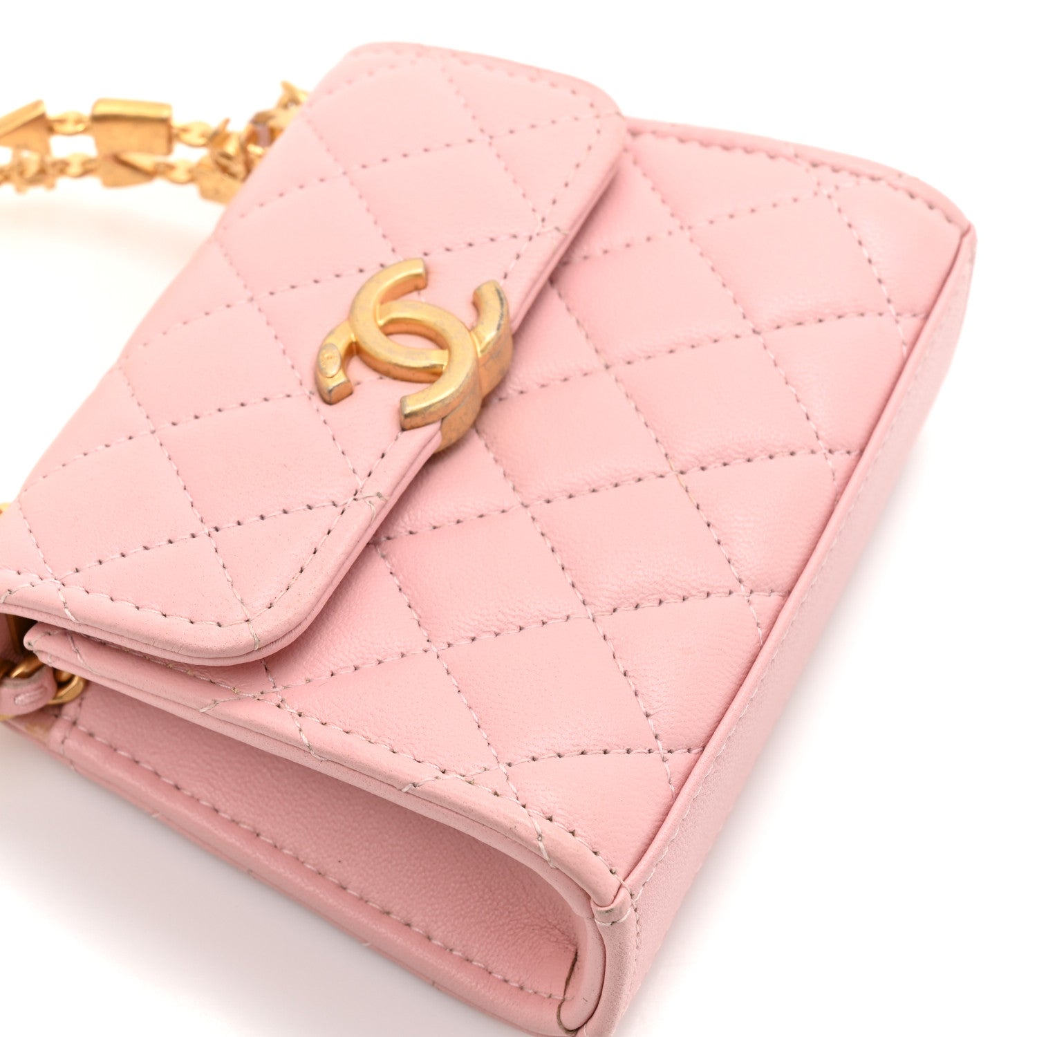 Chanel Lambskin Enamel Quilted Mini Top Handle Flap Pink 11 of 12