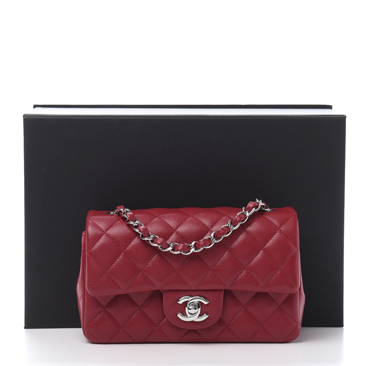 Chanel Caviar Quilted Mini Rectangular Flap Dark Pink 11 of 11