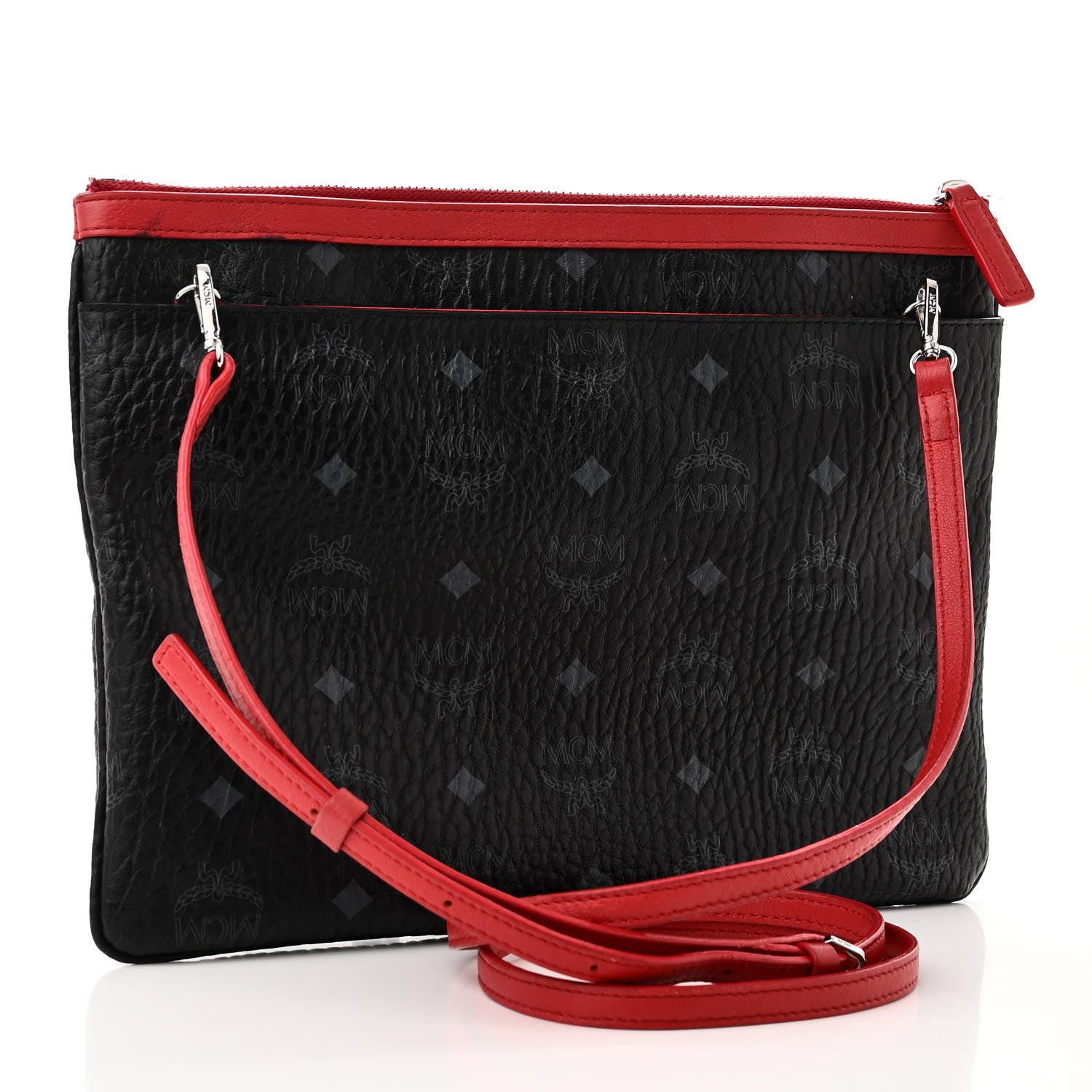 MCM Visetos Crossbody Pouch Black Red 2 of 8