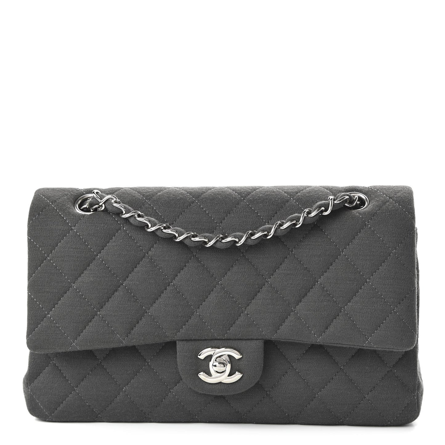 Jersey Quilted Medium Double Flap Grey