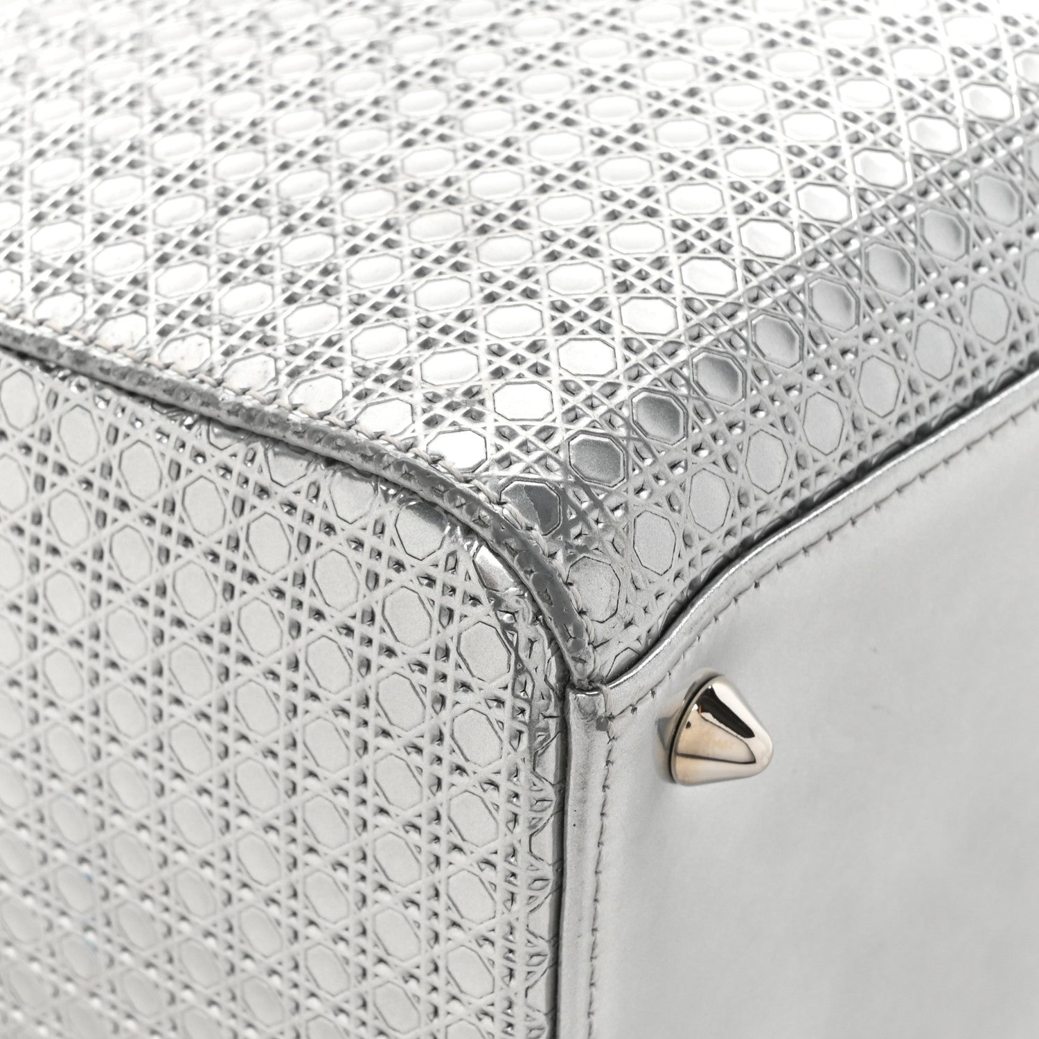 Christian Dior Metallic Patent Micro-Cannage Medium Lady Dior Silver 15 of 18
