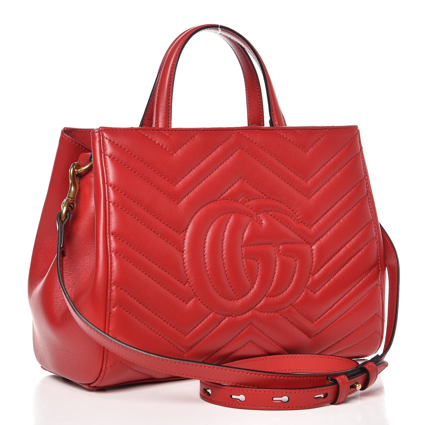 Calfskin Matelasse Small GG Marmont Tote Hibiscus Red
