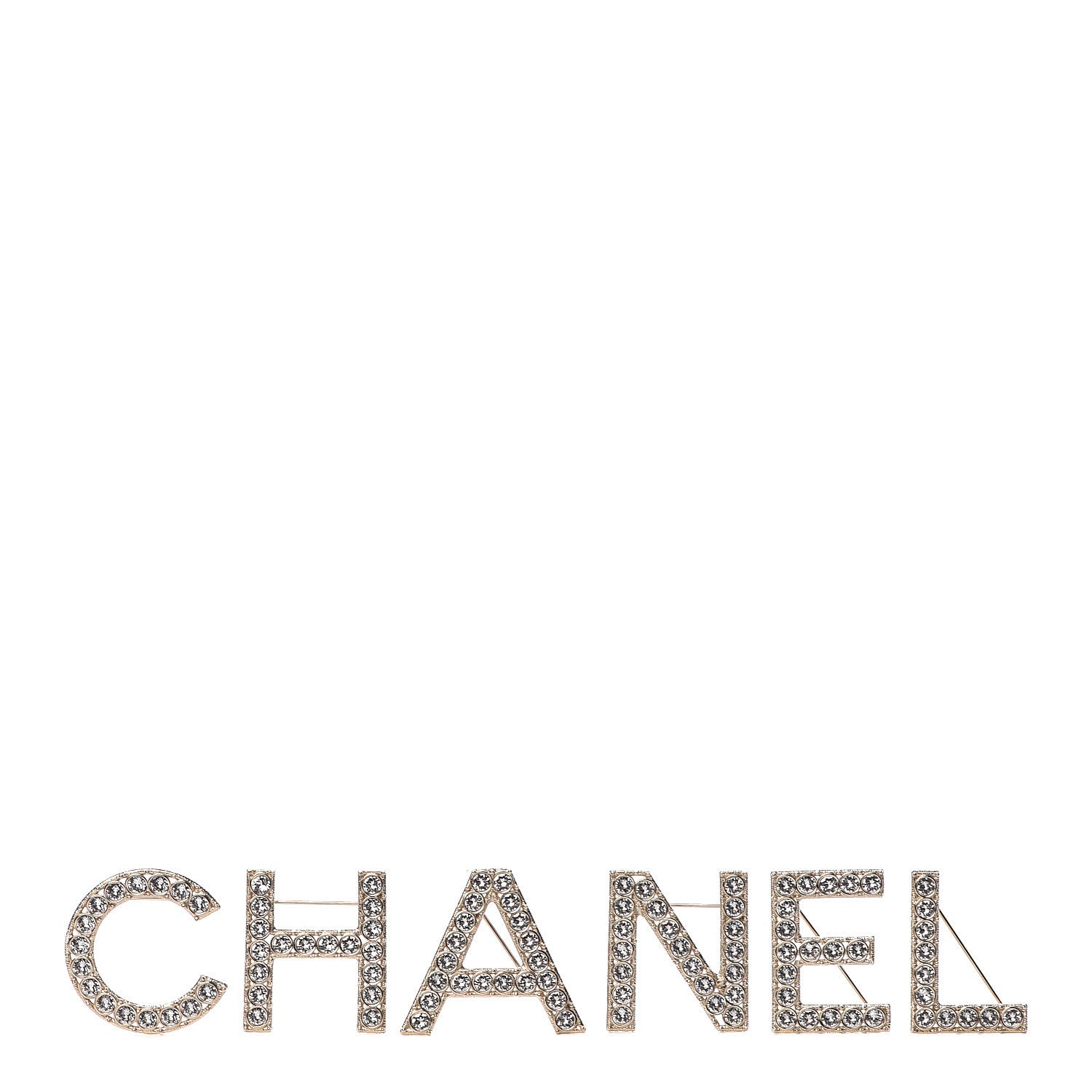 Chanel Crystal Cha-Nel Logo Brooch Set Gold 1 of 5