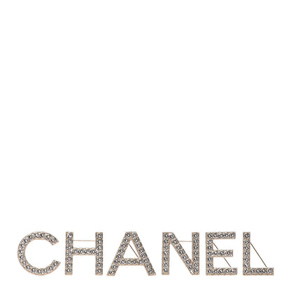 Chanel Crystal Cha-Nel Logo Brooch Set Gold 1 of 5