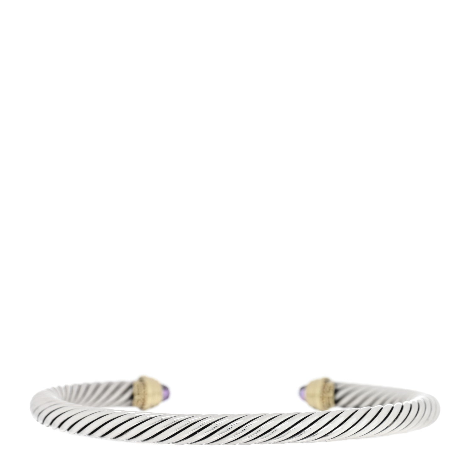 David Yurman Sterling Silver 14K Yellow Gold Amethyst 5mm Cable Classics Petite Color Bracelet 2 of 3