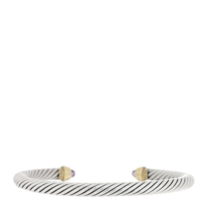 David Yurman Sterling Silver 14K Yellow Gold Amethyst 5mm Cable Classics Petite Color Bracelet 2 of 3