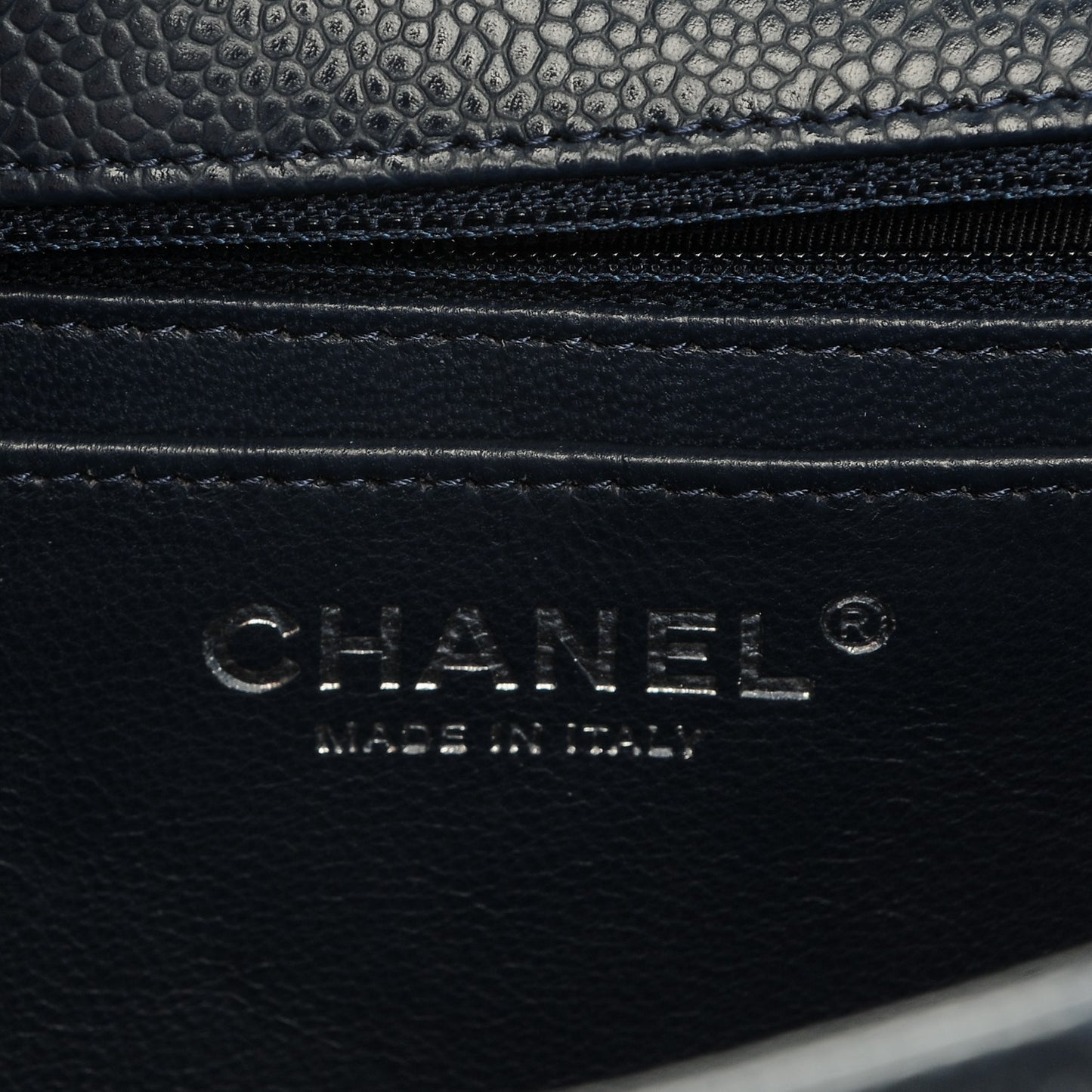Caviar Jumbo Single Flap Navy Blue