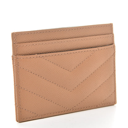 Saint Laurent Grain De Poudre Matelasse Chevron Monogram Credit Card Case Cork 3 of 9