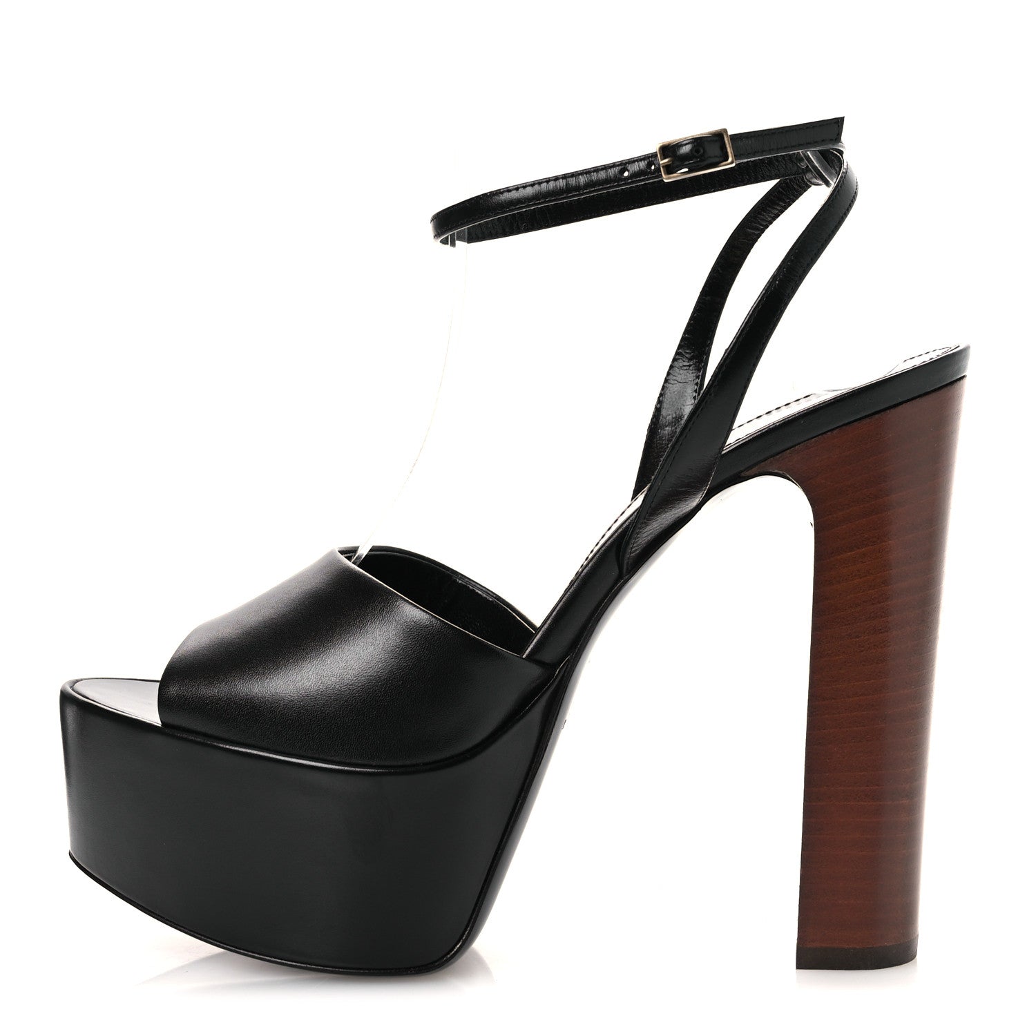 Saint Laurent Vitello Krisstal Jodie 95 Platform Sandals 38.5 Black 1 of 11
