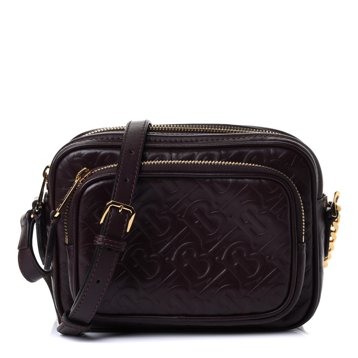 Calfskin Embossed Monogram Camera Chain Bag Dark Burgundy