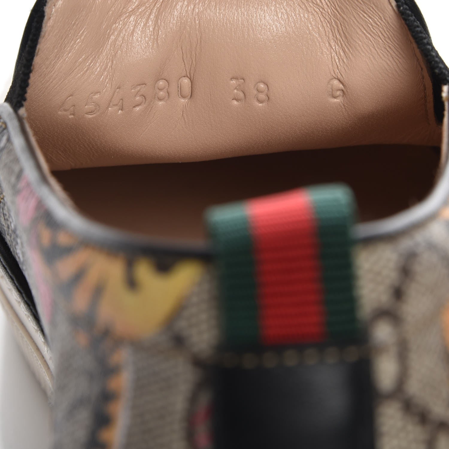 Gucci GG Supreme Monogram Bengal Womens Dublin Slip On Sneakers 38 Beige Pink 8 of 9