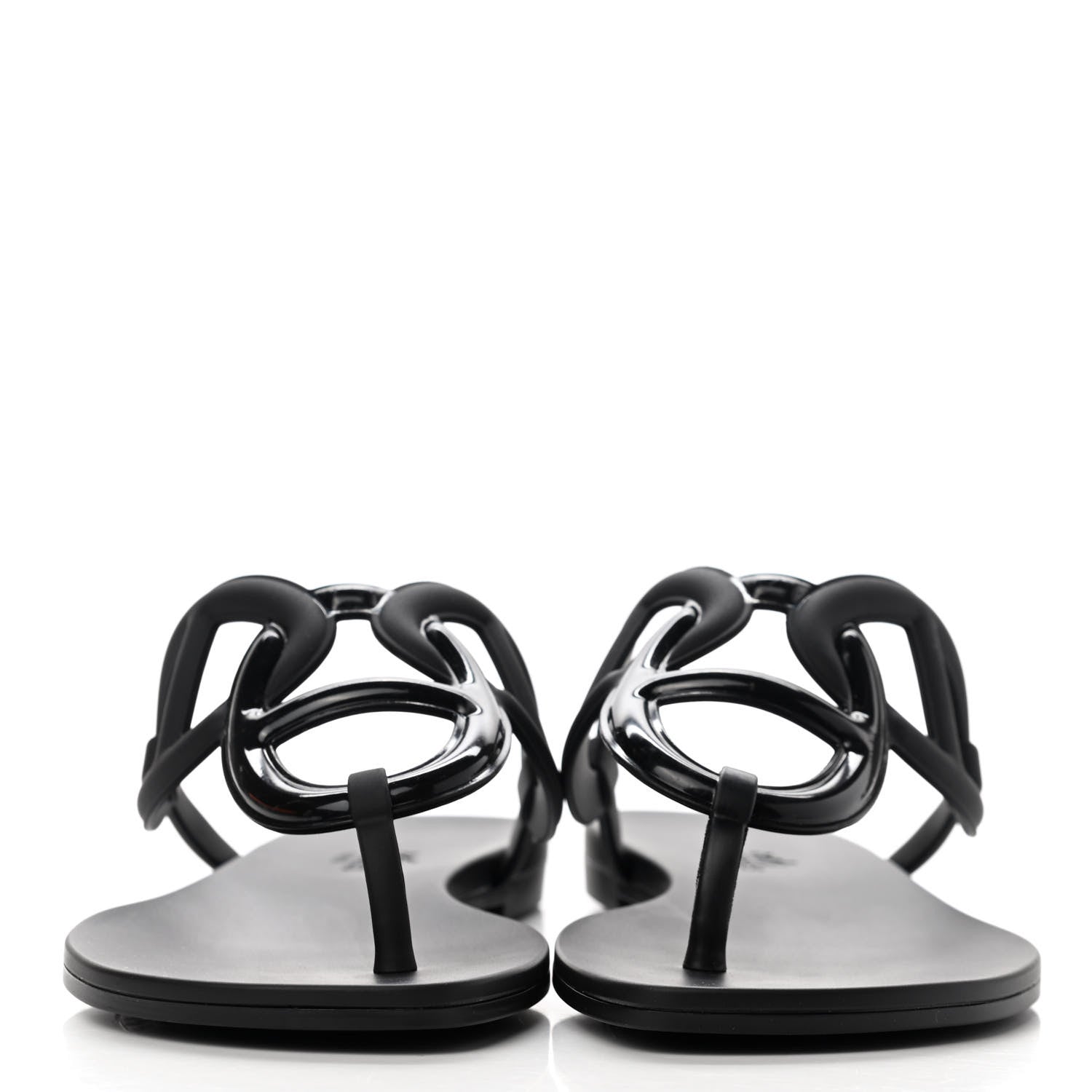 Hermes Rubber Womens Egerie Sandals 37 Black 2 of 9