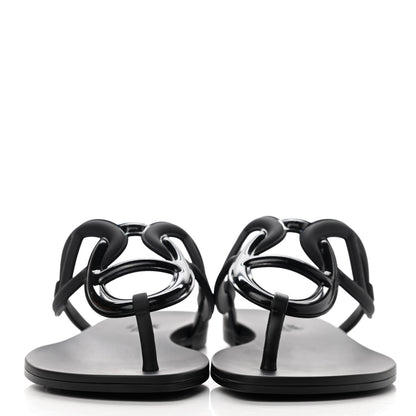 Hermes Rubber Womens Egerie Sandals 37 Black 2 of 9