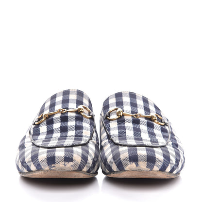 Gucci Cotton Gingham Womens Princetown Slippers 38.5 White Navy 2 of 14