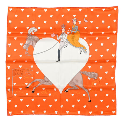 Hermes Silk Tea Time Scarf 70 Orange Gris White 1 of 5